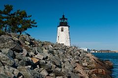 Newport Harbor Light Along Rock Jetty